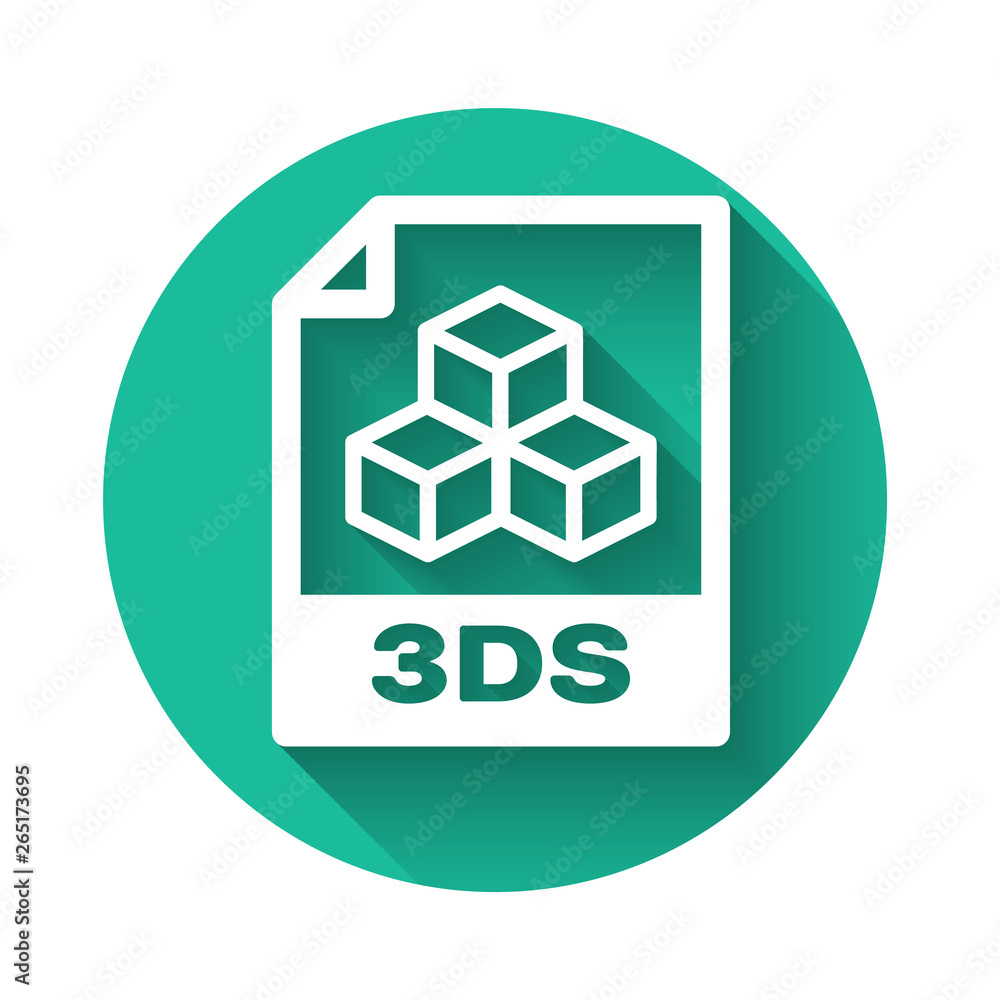 White 3DS file document icon. Download 3ds button icon isolated with long  shadow. 3DS file symbol. Green circle button. Vector Illustration Stock  Vector | Adobe Stock