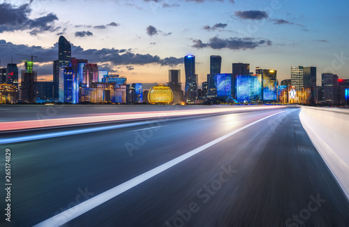 traffic in the city at night