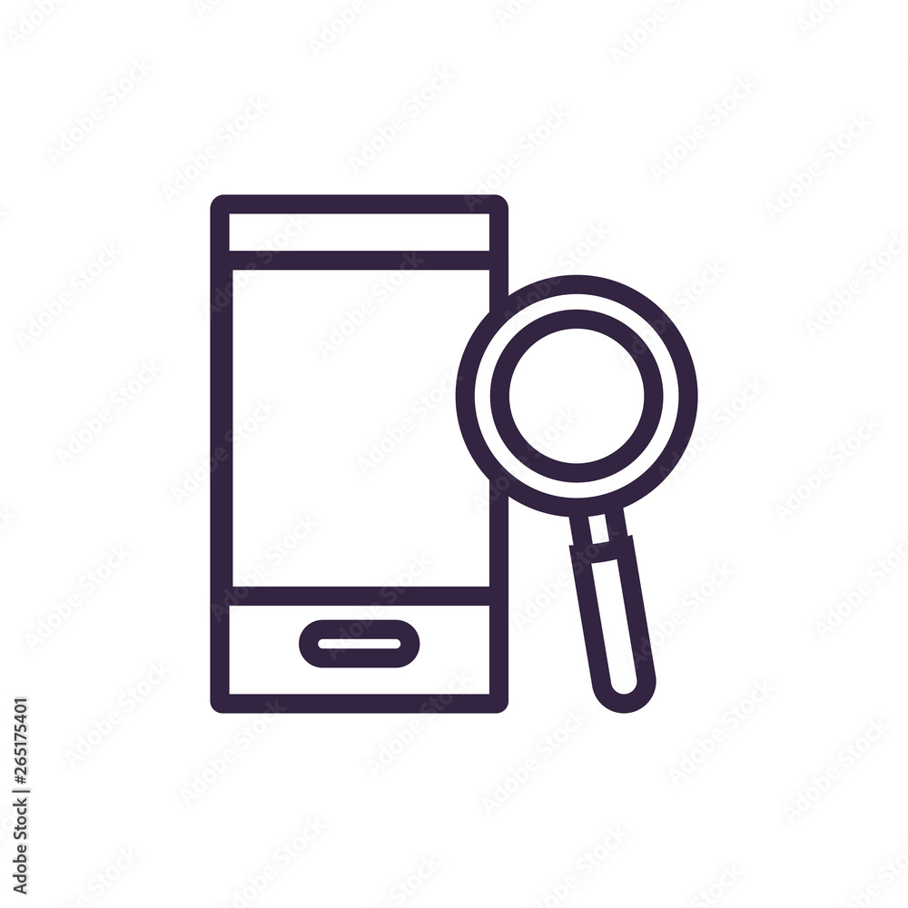 smartphone device with magnifying glass