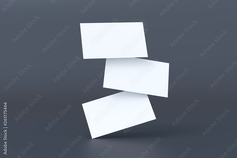 Stack of blank white business cards falling at black background, 3d rendering. Namecard design mockup. Corporate branding mockup. Stack of blank white business cards falling at black background, 3d rendering. Namecard design mockup. Corporate branding mockup.