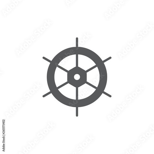 Ship steering wheel vector icon isolated on white background