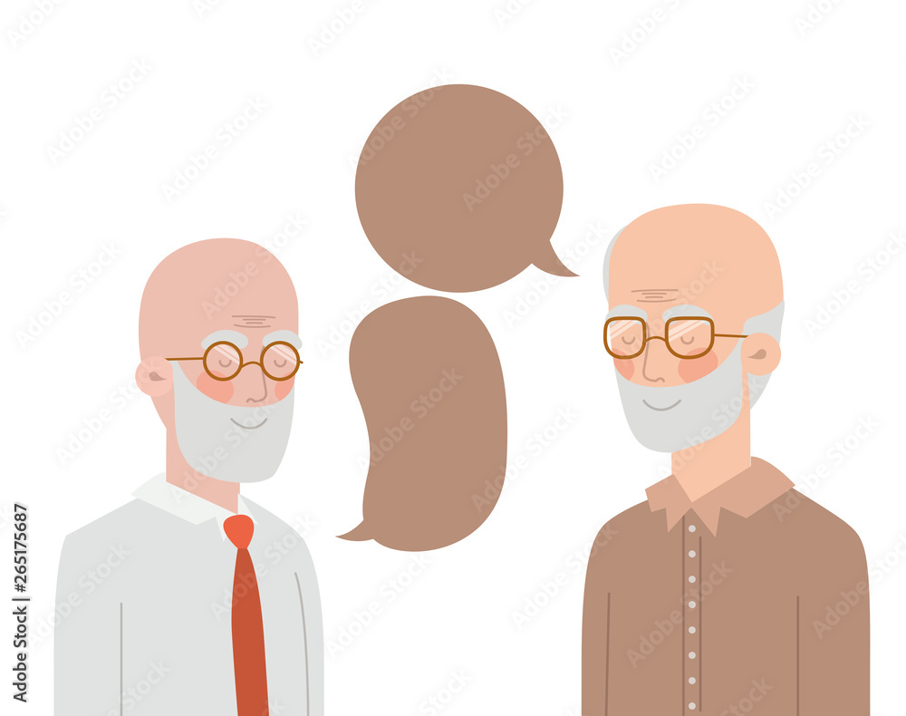 cute grandparents with speech bubble character cute grandparents with speech bubble character