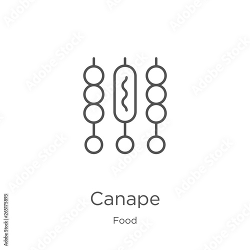 canape icon vector from food collection. Thin line canape outline icon vector illustration. Outline, thin line canape icon for website design and mobile, app development.