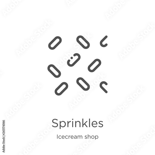 sprinkles icon vector from icecream shop collection. Thin line sprinkles outline icon vector illustration. Outline, thin line sprinkles icon for website design and mobile, app development.