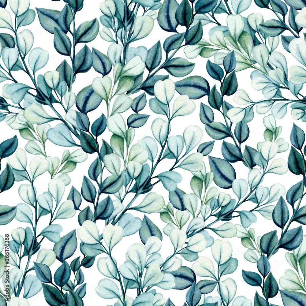 Seamless Pattern of Watercolor Foliage