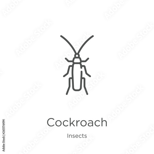 cockroach icon vector from insects collection. Thin line cockroach outline icon vector illustration. Outline, thin line cockroach icon for website design and mobile, app development.
