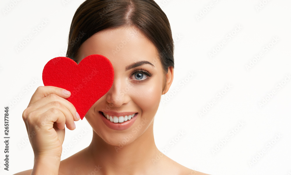 Beautiful woman face close up studio on white Beautiful woman face close up studio on white