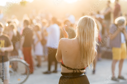 girl dancing at sunset photo