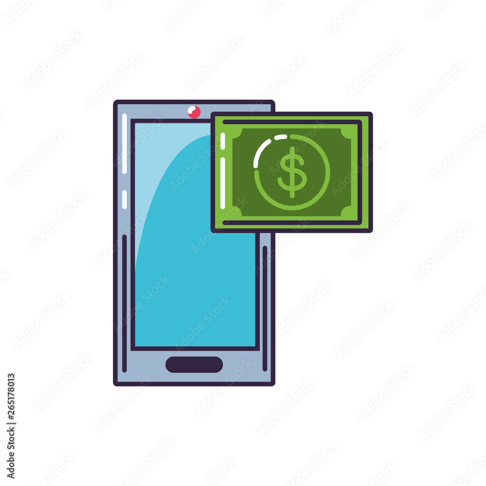smartphone device with bill dollar smartphone device with bill dollar