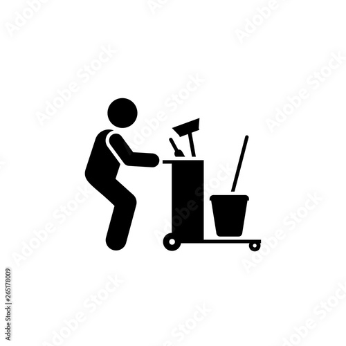 Cart, cleaner, tool icon. Element of workers icon. Premium quality graphic design icon. Signs and symbols collection icon for websites, web design