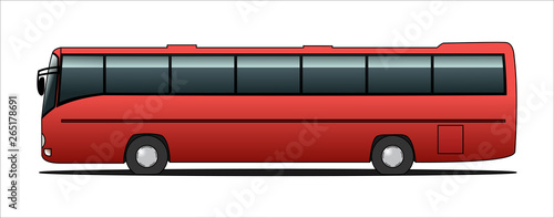 Vector tourist bus, side view, template isolated on white background.