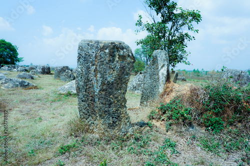 the plain of jars sit1, Phonsavan, province Xieng Khuang in north Lao in southeastasia. - Image photo