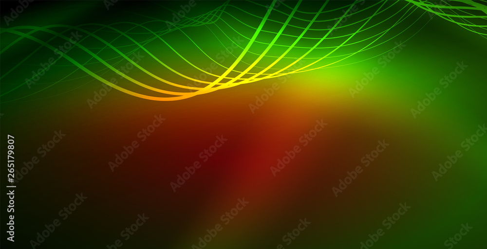 Glowing abstract wave on dark, shiny motion, magic space light. Techno abstract background Glowing abstract wave on dark, shiny motion, magic space light. Techno abstract background
