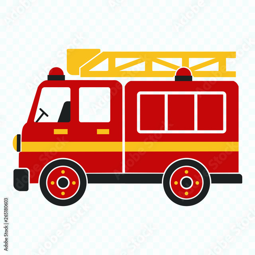 Fire Truck, cartoon vector illustration for kids