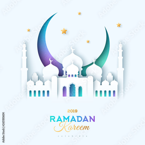 Paper cut mosque and moon