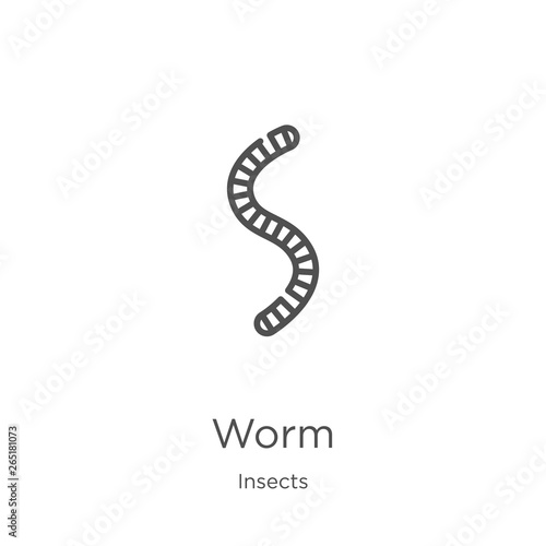 worm icon vector from insects collection. Thin line worm outline icon vector illustration. Outline, thin line worm icon for website design and mobile, app development.