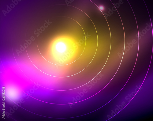 Neon circles abstract background