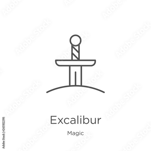 excalibur icon vector from magic collection. Thin line excalibur outline icon vector illustration. Outline, thin line excalibur icon for website design and mobile, app development.