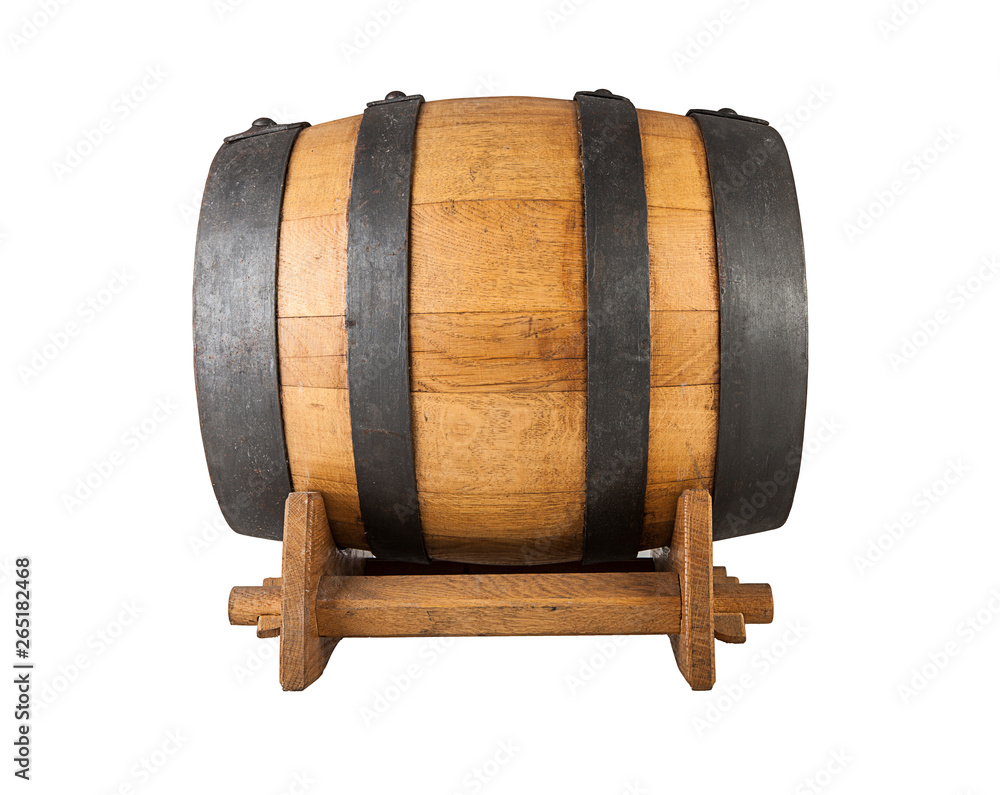 Wooden oak barrel with stand (view and other angle in portfolio) Wooden oak barrel with stand (view and other angle in portfolio)
