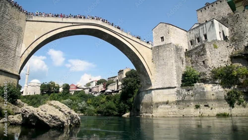 Diver on Stari Most Bridge in Mostar, Bosnia and Herzegovina Diver on Stari Most Bridge in Mostar, Bosnia and Herzegovina