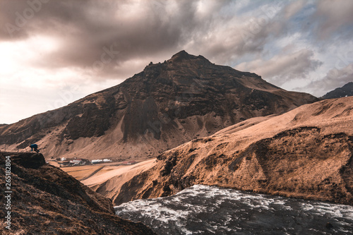 Landscape above Skogafoss waterfall, Iceland