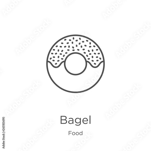 bagel icon vector from food collection. Thin line bagel outline icon vector illustration. Outline, thin line bagel icon for website design and mobile, app development.
