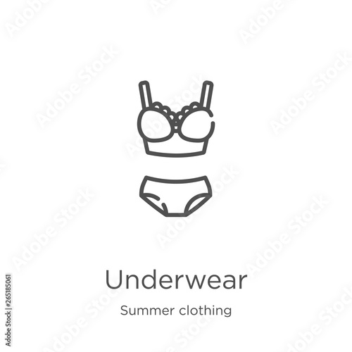 underwear icon vector from summer clothing collection. Thin line underwear outline icon vector illustration. Outline, thin line underwear icon for website design and mobile, app development.
