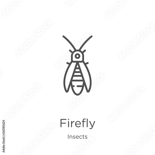 firefly icon vector from insects collection. Thin line firefly outline icon vector illustration. Outline, thin line firefly icon for website design and mobile, app development.