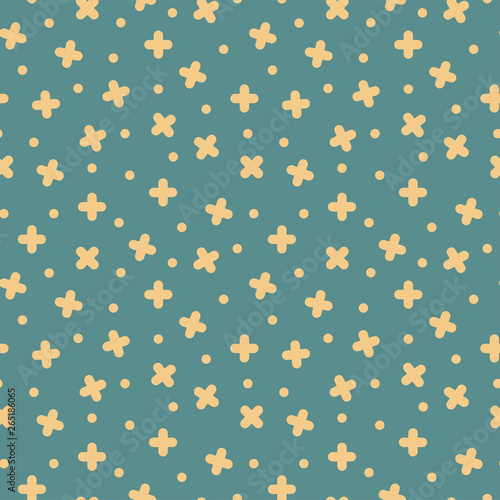 Vector seamless cross pattern in retro memphis style, fashion 80s - 90s. Vintage creative background