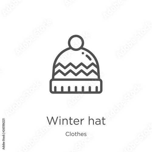 winter hat icon vector from clothes collection. Thin line winter hat outline icon vector illustration. Outline, thin line winter hat icon for website design and mobile, app development.