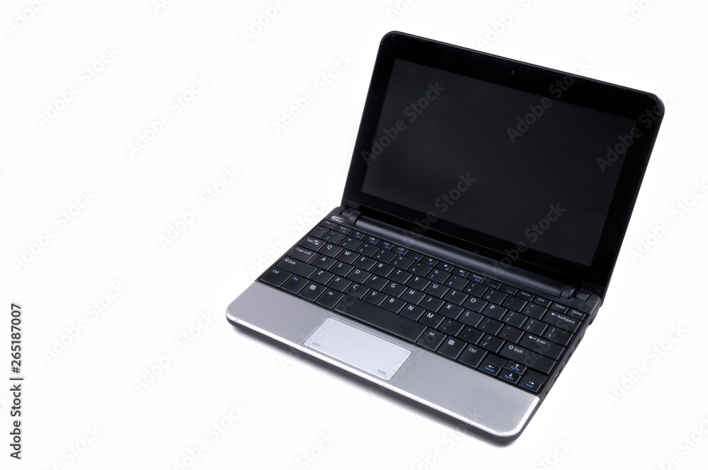 Modern tiny netbook computer isolated on white Modern tiny netbook computer isolated on white