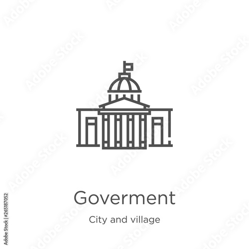 goverment icon vector from city and village collection. Thin line goverment outline icon vector illustration. Outline, thin line goverment icon for website design and mobile, app development.