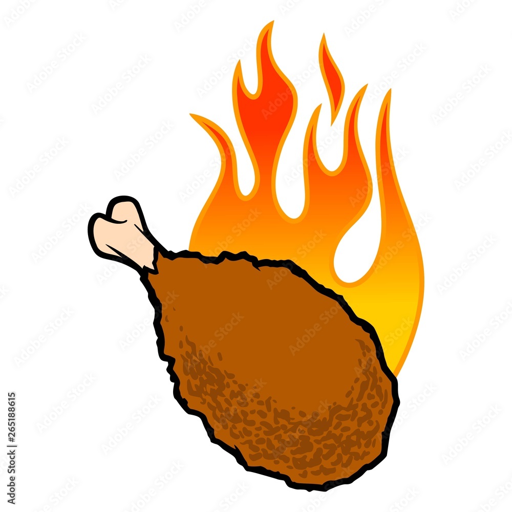 Hot Wings Icon - A cartoon illustration of a flaming Buffalo Wing Icon.  Stock Vector | Adobe Stock