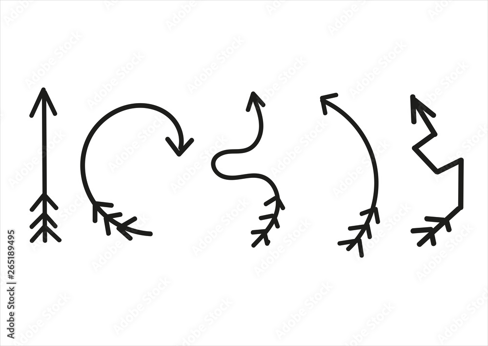 Cartoon pictures set of different hand drawn arrows. Mixed style white and black flat icons. Vector illustration. White background. Cartoon pictures set of different hand drawn arrows. Mixed style white and black flat icons. Vector illustration. White background.