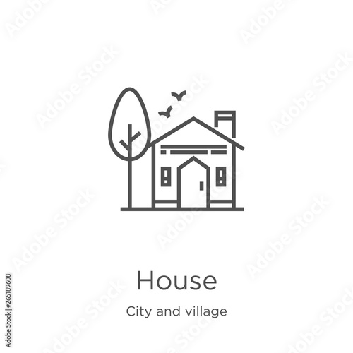 house icon vector from city and village collection. Thin line house outline icon vector illustration. Outline, thin line house icon for website design and mobile, app development.