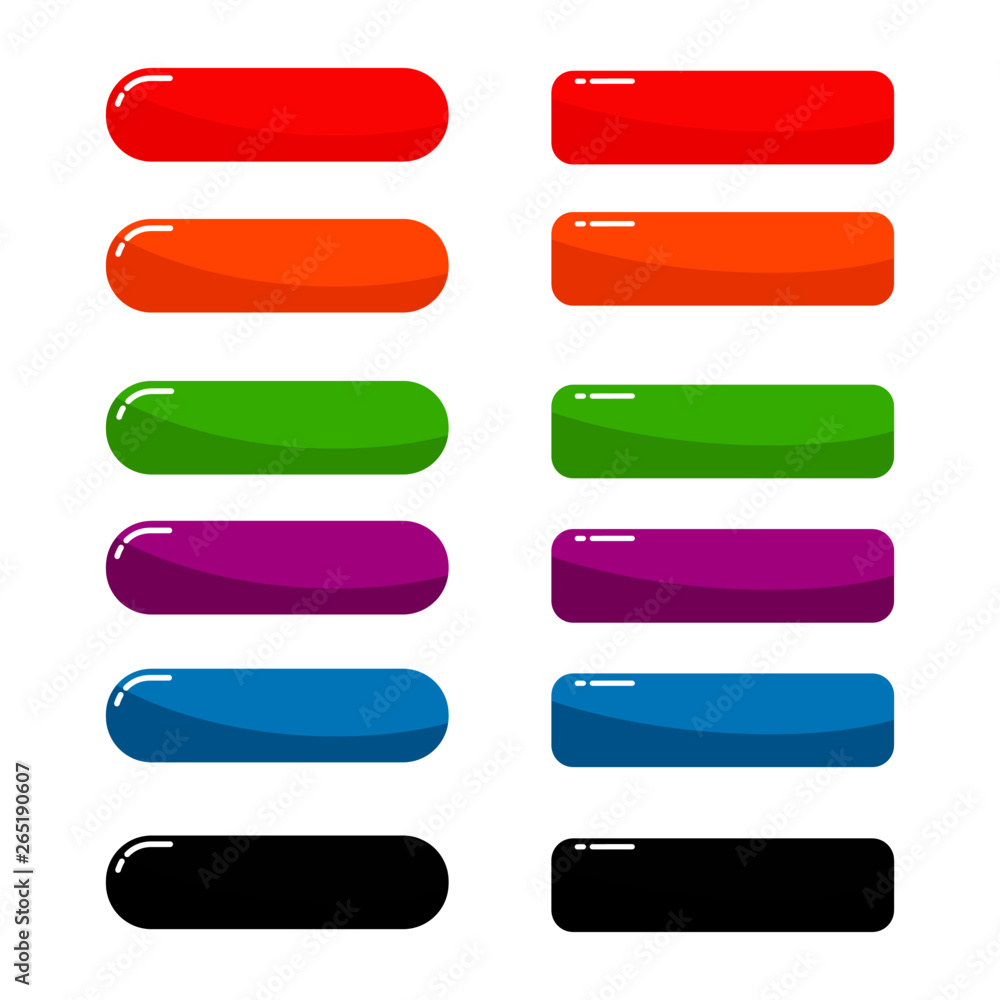 Set of colored web buttons. Isolated on white background. Vector Illustration. Set of colored web buttons. Isolated on white background. Vector Illustration.