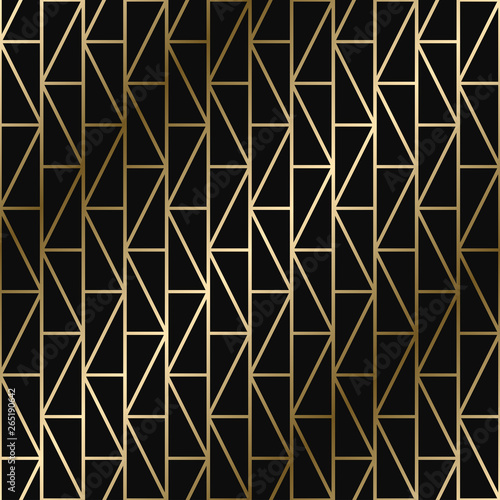 Vector geometric art deco pattern - seamless luxury gold gradient design. Rich endless ornamental background