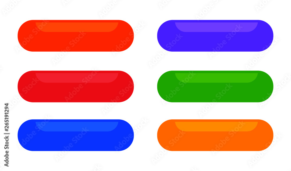 Set of colored web buttons. Isolated on white background. Vector Illustration. Set of colored web buttons. Isolated on white background. Vector Illustration.
