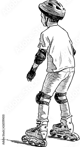 Sketch of a kid riding on the roller skates