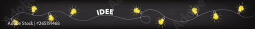 Idee Glühbirnen Lichterkette Banner Panorama Kreide Tafel