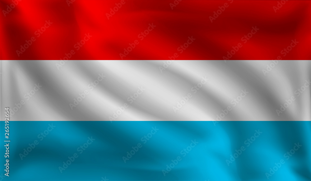 Waving Luxembourg's flag, the flag of Luxembourg, vector illustration