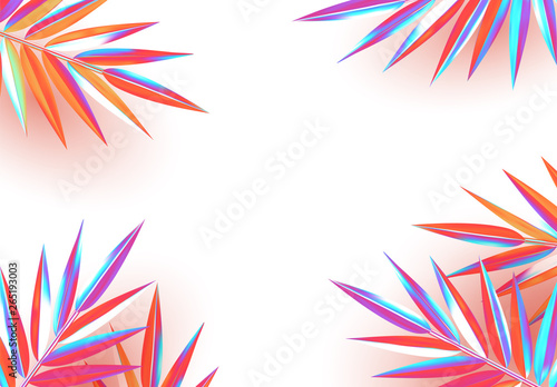 Background palm leaves branches of gradient color.