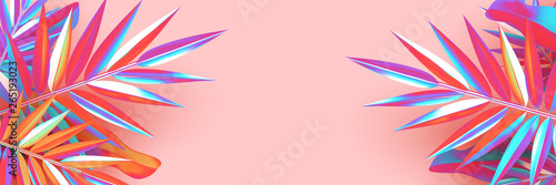Background palm leaves branches of gradient color.