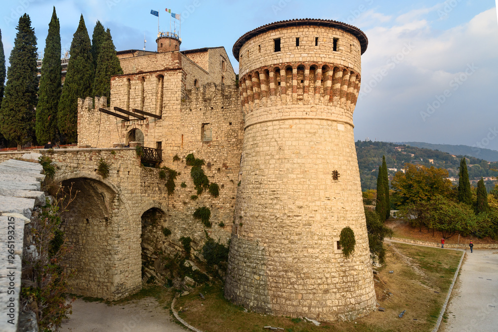 Medieval castle of Brescia. Italy