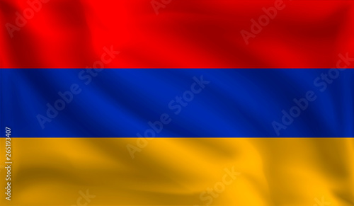 Waving Armenian flag, the flag of Armenia, vector illustration © Andrey Prokhorov