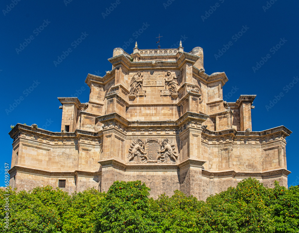 Exterior of a medieval temple in Granada, Spain