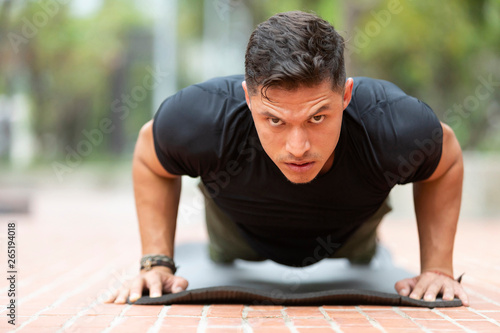 Man doing fitness in outdoor park