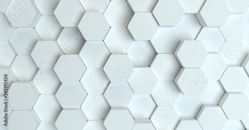 Fototapeta Naklejka Na Ścianę i Meble -  Abstract technological hexagonal background. 3d rendering. Geometric pattern. Graphic design elementfor wallpaper. Modern business card template