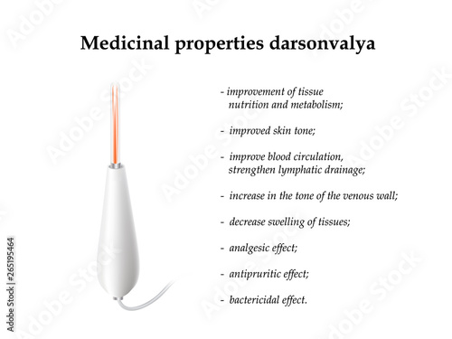 Darsonval. The device for the treatment of the skin. Medicinal properties darsonval. Vector illustration on isolated background