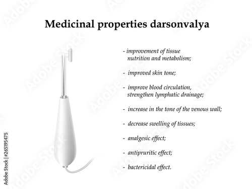 Darsonval. The device for the treatment of the skin. Medicinal properties darsonval. Vector illustration on isolated background